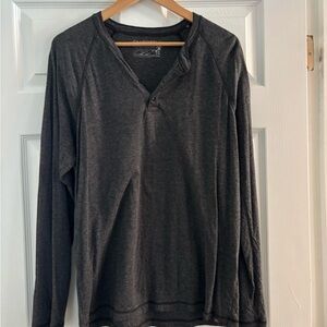 Faherty Men's Long-Sleeve Henley - Charcoal Gray XL